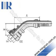 Raccord hydraulique de tuyau de filetage métrique de coude de 45 degrés (20441)